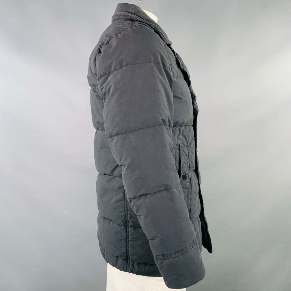 STONE ISLAND Black Cotton Blend Double Breasted Coat - Picture 3 of 11